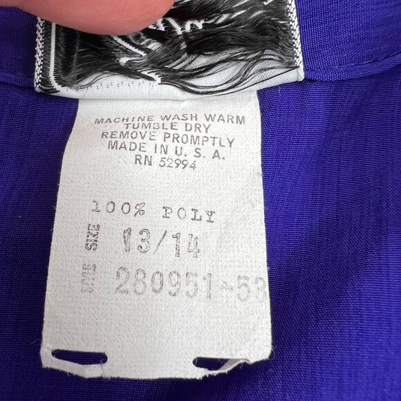 Eva Vintage Women's Button-Up Blouse W/ Waist Tie 100% Polyester Size Large blue - Picture 4 of 7